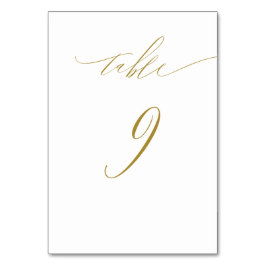 Tarjeta De Mesa Elegante guión elegante de oro blanco minimalista 