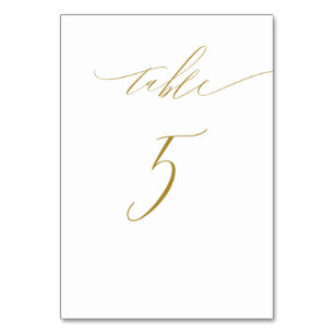 Tarjeta De Mesa Elegante guión elegante de oro minimalista No 5 Bo