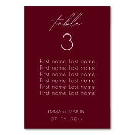 Tarjeta De Mesa Elegante guión gráfico de asientos de Boda de Borg
