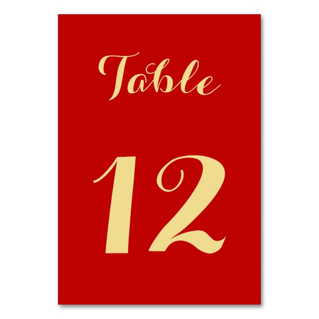 Tarjeta De Mesa Elegante guión rojo falso oro fiesta de boda elega (Reverso)