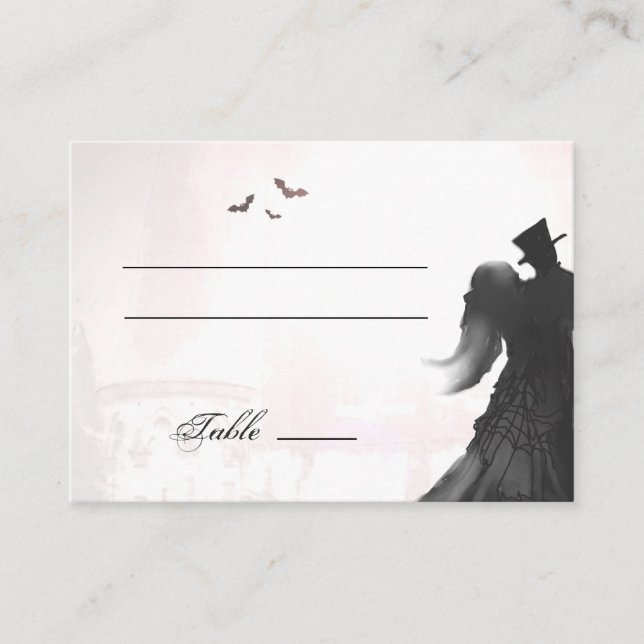 Tarjeta De Mesa Elegante Halloween Amantes de las Silhouette Place (Anverso)