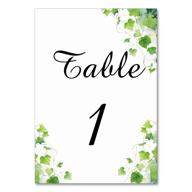Tarjeta De Mesa Elegante hoja verde (Anverso)