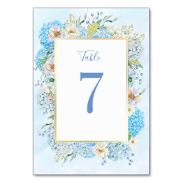 Tarjeta De Mesa Elegante Hydrangea Azul