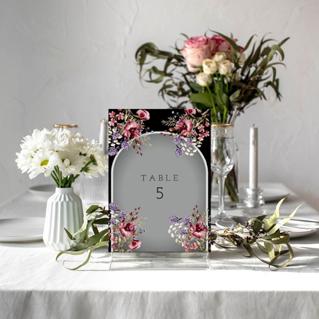 Tarjeta De Mesa Elegante invitación a un arco gris negro (Subido por el creador)