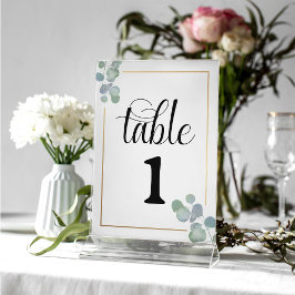 Tarjeta De Mesa Elegante invitación de bodas de eucalipto pintado 