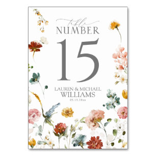Tarjeta De Mesa Elegante Jardín Flores Acuarela Recepción Floral