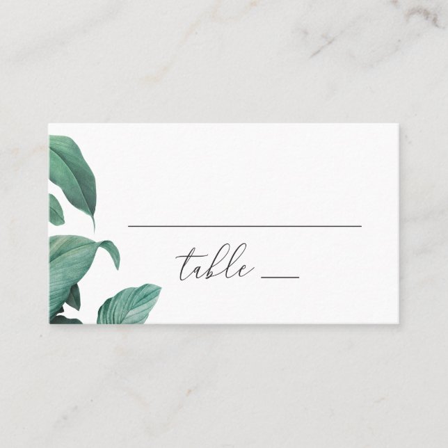 Tarjeta De Mesa Elegante jardín tropical verde botánico boda (Anverso)
