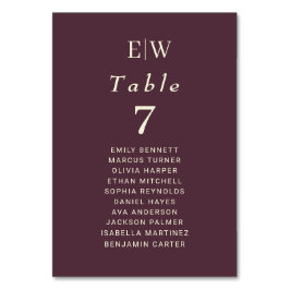 Tarjeta De Mesa Elegante Laca Sencilla de Cerezo, Boda de Monogram