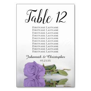 Tarjeta De Mesa Elegante Lavanda Rosa morado Boda de la tabla de a