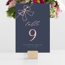 Elegante Lazo Rosa Chic Azul Pizarra