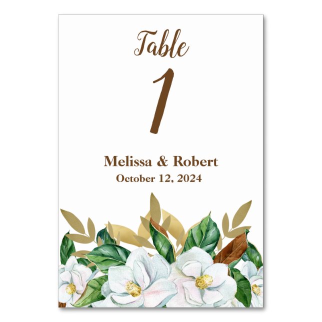Tarjeta De Mesa Elegante Magnolia Boda Table Card (Anverso)