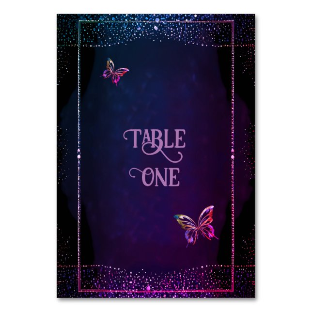 Tarjeta De Mesa Elegante malva y Boda de oro (Reverso)