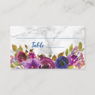 Tarjeta De Mesa Elegante Marble acuarela Floral Gold Boda