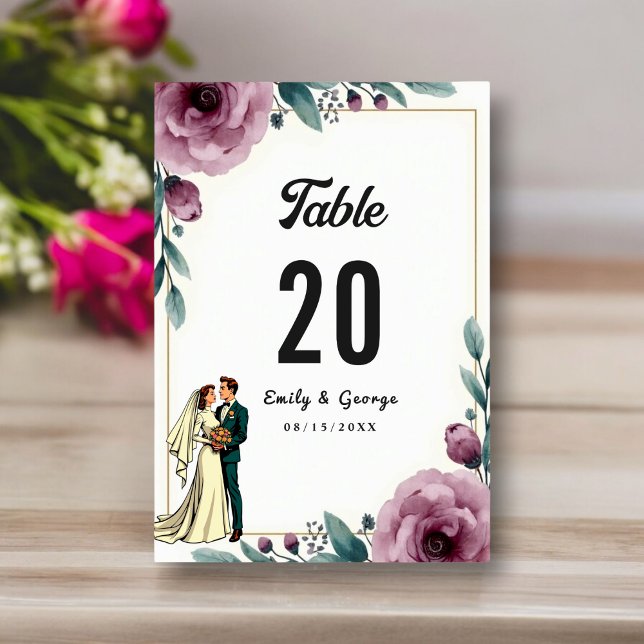 Tarjeta De Mesa Elegante Marco Floral Novia Y Boda Groom Boho (Subido por el creador)