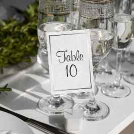 Tarjeta De Mesa Elegante marco plateado y matrimonio de damasco gr