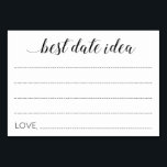 Tarjeta De Mesa Elegante Mejor Fecha Idea Boda Consejos<br><div class="desc">Estas elegantes tarjetas Best Date Idea harán la forma ideal de obtener ideas de noche de cita para los recién casados.Este diseño presenta una combinación de escritura caligráfica moderna y tipos de letra de bloque. Parte de la colección de Alejandra.</div>