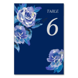 Tarjeta De Mesa Elegante mesa Boda floral plateado azul