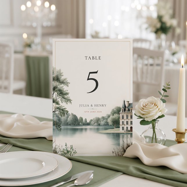 Tarjeta De Mesa Elegante mesa de boda con monograma de Château fra (Subido por el creador)