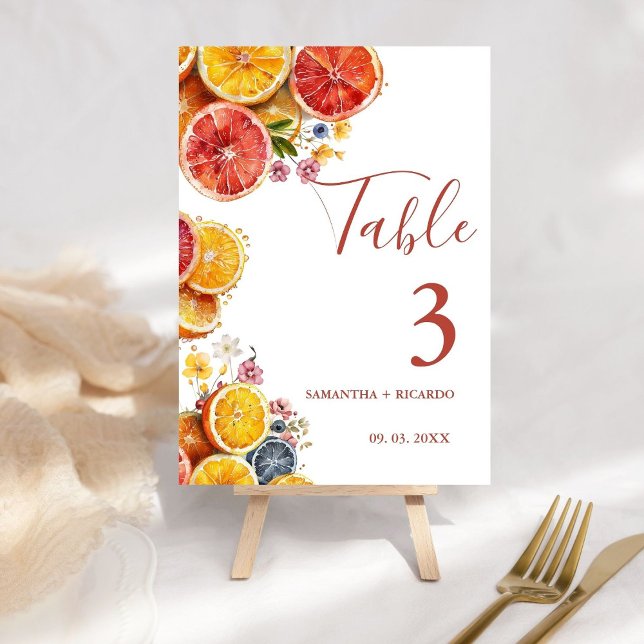 Tarjeta De Mesa Elegante Mesa de Boda de Citrus Principal Squeeze (Subido por el creador)