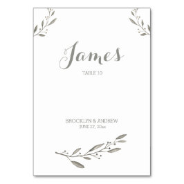 Tarjeta De Mesa Elegante Mesa de Bodas Cartas Floral Gris