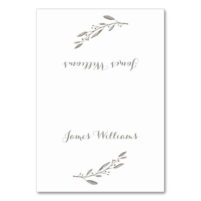Tarjeta De Mesa Elegante Mesa de Bodas Cartas Floral Gris (Anverso)