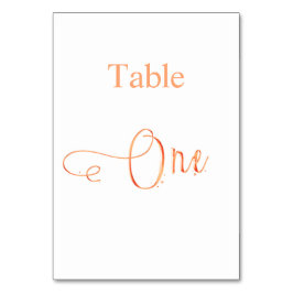 Tarjeta De Mesa Elegante mesa de caligrafía blanca dorada rosa uno