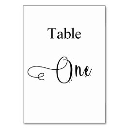 Tarjeta De Mesa Elegante mesa de caligrafía blanca negra uno