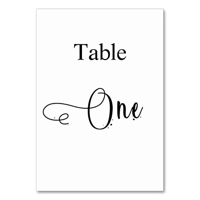 Tarjeta De Mesa Elegante mesa de caligrafía blanca negra uno (Anverso)