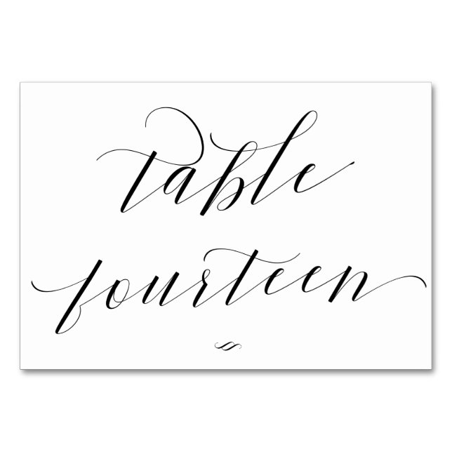 Tarjeta De Mesa Elegante Mesa de Caligrafía Catorce Recepción (Anverso)