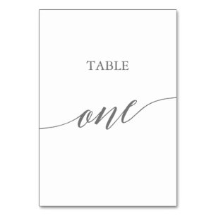 Tarjeta De Mesa Elegante mesa de caligrafía gris plateado uno