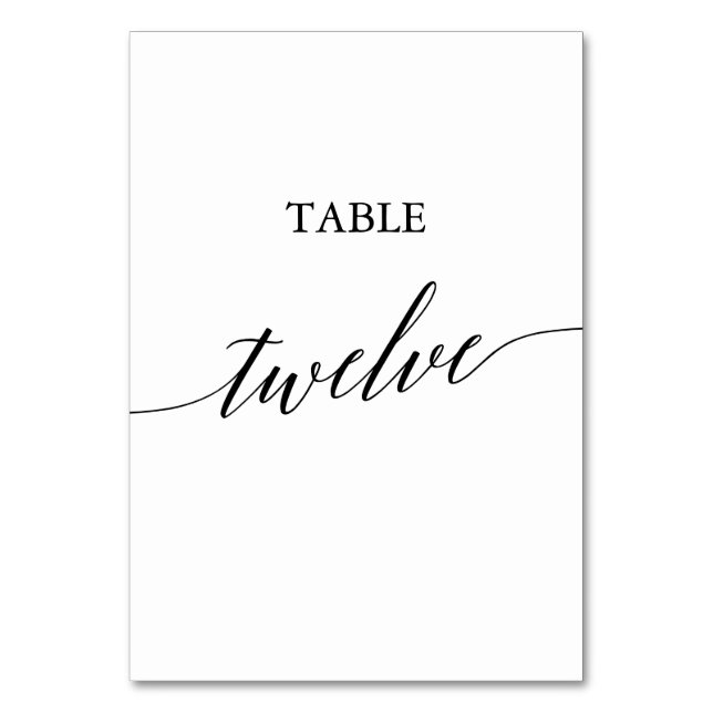 Tarjeta De Mesa Elegante Mesa de Caligrafía Negra Número 12 (Anverso)