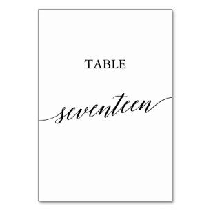 Tarjeta De Mesa Elegante Mesa de Caligrafía Negra Número Diecisiet