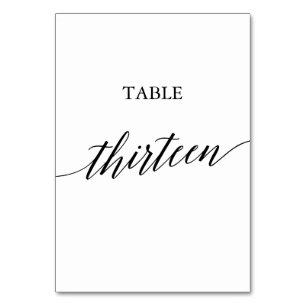 Tarjeta De Mesa Elegante Mesa de Caligrafía Negra Número Trece