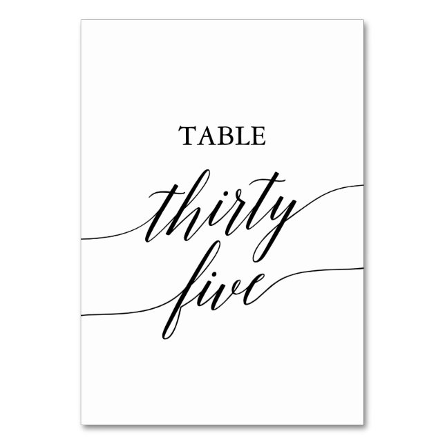 Tarjeta De Mesa Elegante Mesa de Caligrafía Negra Número Treinta Y (Anverso)
