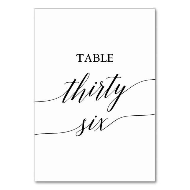 Tarjeta De Mesa Elegante Mesa de Caligrafía Negra Número Treinta Y (Anverso)