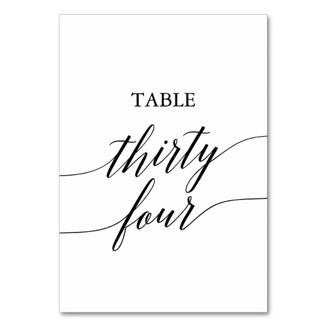 Tarjeta De Mesa Elegante Mesa de Caligrafía Negra Número Treinta Y (Anverso)