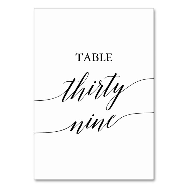 Tarjeta De Mesa Elegante Mesa de Caligrafía Negra Número Treinta Y (Anverso)