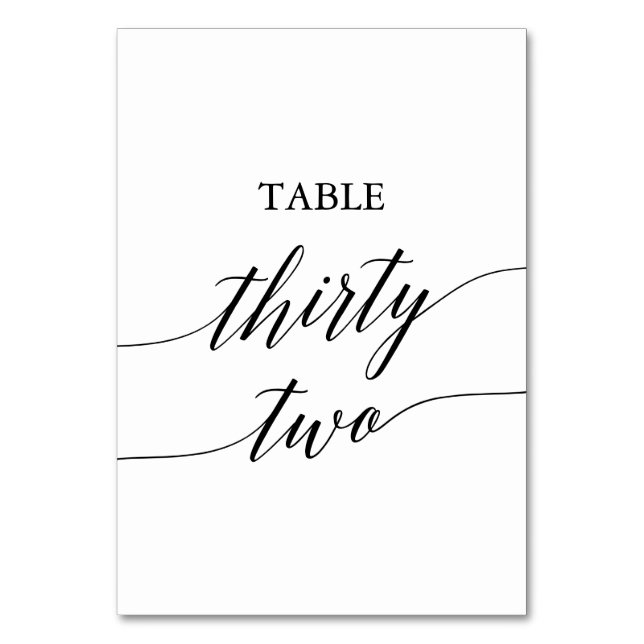 Tarjeta De Mesa Elegante Mesa de Caligrafía Negra Número Treinta Y (Anverso)