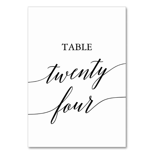 Tarjeta De Mesa Elegante Mesa de Caligrafía Negra Número Veinticua (Anverso)