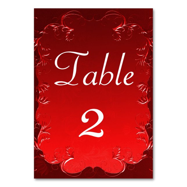 Tarjeta De Mesa Elegante mesa de recepción de Boda rojo (Anverso)