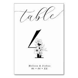 Tarjeta De Mesa Elegante Mesa Floral Blanca y Negra 4