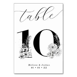 Tarjeta De Mesa Elegante Mesa Floral Blanco y Negro 10