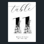 Tarjeta De Mesa Elegante Mesa Floral Blanco y Negro 11<br><div class="desc">Elegante número de mesa floral blanca y negra - Tabla 11</div>