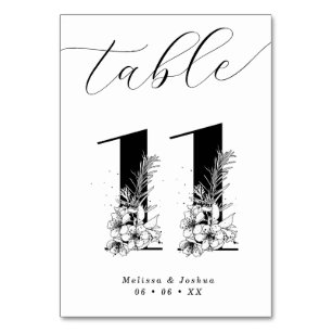 Tarjeta De Mesa Elegante Mesa Floral Blanco y Negro 11