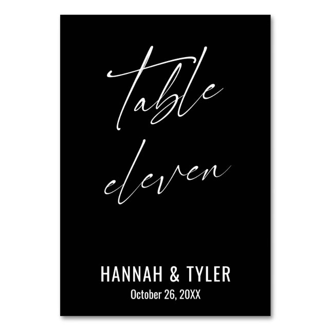 Tarjeta De Mesa Elegante mesa negra contemporánea Eleven (Anverso)