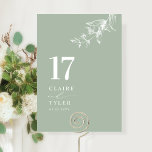 Tarjeta De Mesa Elegante, minimalista Boda Botánico Verde Pálido<br><div class="desc">Guíe a sus huéspedes hasta su mesa con esta elegante tarjeta boda verde pálido. Diseño elegante y sencillo con nombres a un lado y el "y" en caligrafía escrita a mano moderna. Delicados detalles de un rincón de vegetación botánica a mano. Por favor, haga un pedido individual para "cada" número...</div>