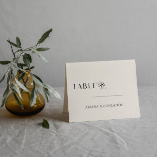 Tarjeta De Mesa Elegante minimalista Dinero viejo negro y crema Bo
