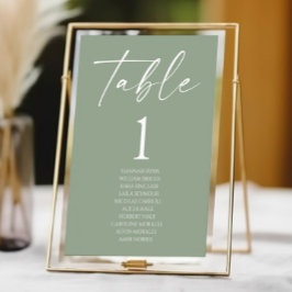 Tarjeta De Mesa Elegante Minimalista minimalista Boda verde sabio