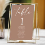 Tarjeta De Mesa Elegante Minimalista Mousse Boda<br><div class="desc">Este es un minimo Minimalista elegante Mocha Mousse Boda número de tabla con nombres!</div>