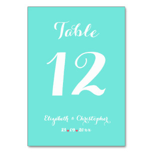 Tarjeta De Mesa Elegante Moda Boda blanco turquesa ducha de novia